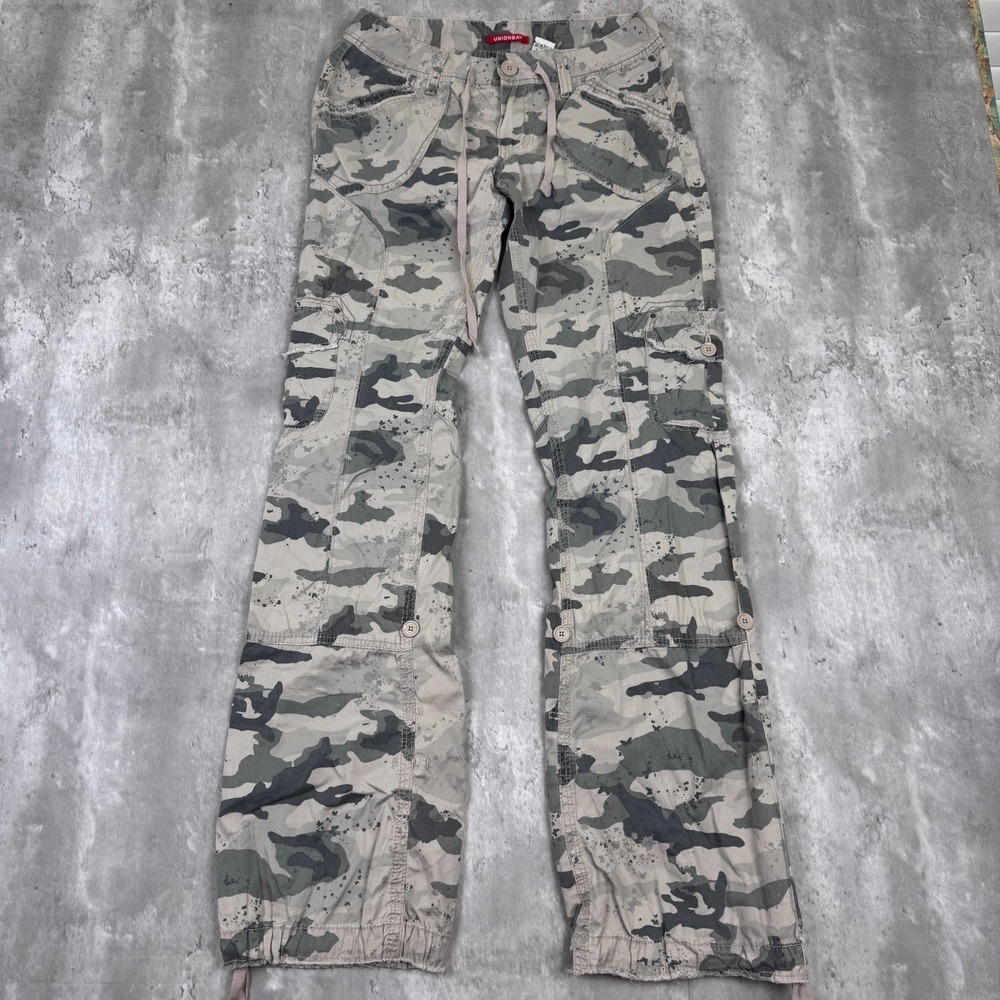 Unionbay Cargo Pants Womens 5 Grey Camo Y2K Grunge Gorpcore Streetwear Army
